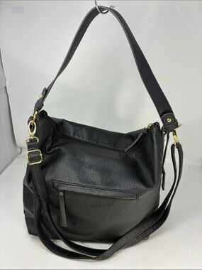 Nicole by Nicole Miller Black Shoulder Bag with Gold Hardware
